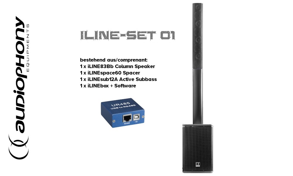 AUDIOPHONY iLINE PA-SET1 Aktives Säulen-System mit Lautsprecher-Prozessor, DSP, Converter, 900W RMS
