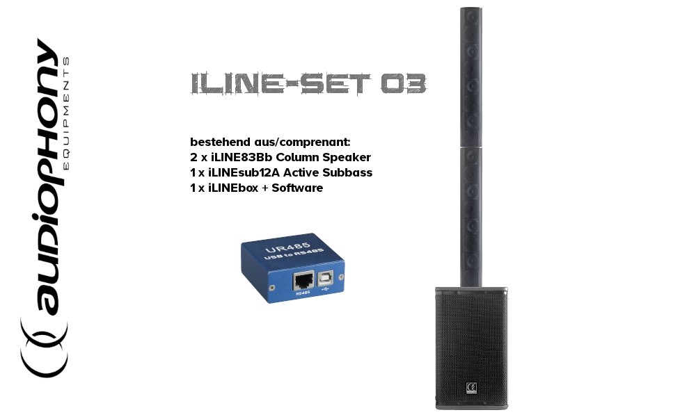 AUDIOPHONY iLINE PA-SET3 Aktives Säulen-System mit Lautsprecher-Prozessor, DSP, Converter, 1200W RMS
