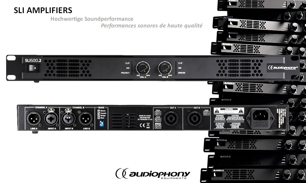 AUDIOPHONY SLI500.2  2-Kanal Digital-Endstufe 2 x 480W RMS/4Ω