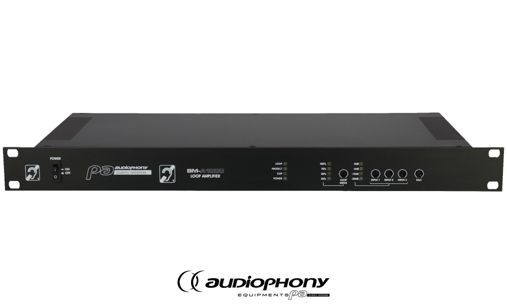 AUDIOPHONY BM-A1000 Induktions-Ringschleifen-Verstärker geeignet für Flächen bis 1000m², Eingänge Mic, Line, 100V, Slave-out