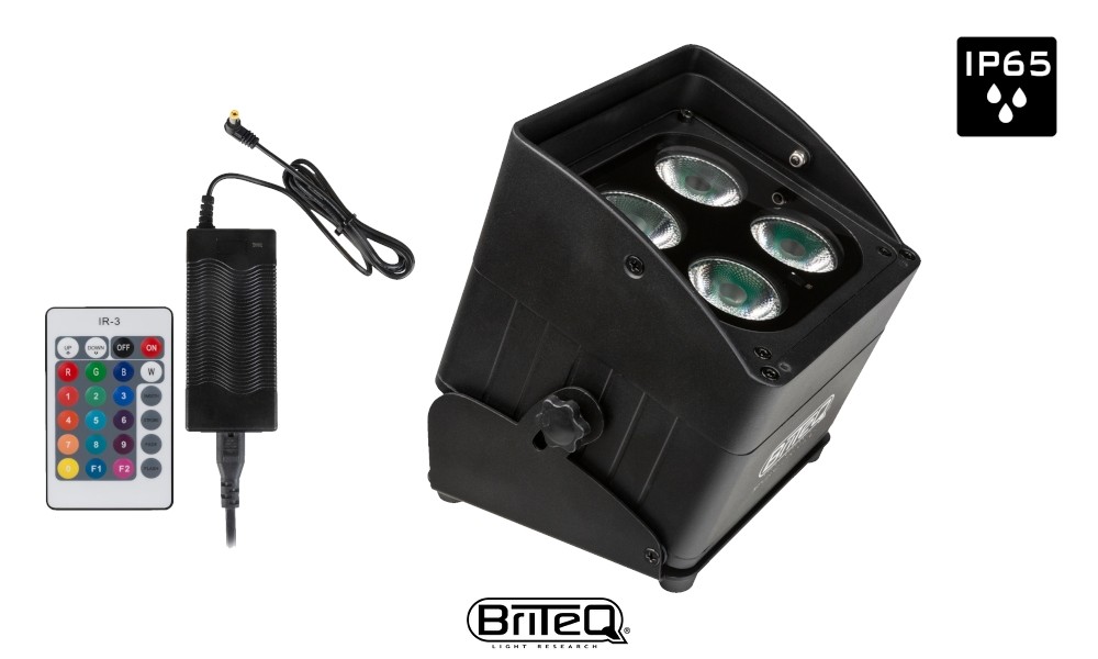 BRITEQ BT-AKKULITE IP MINI LED-Projektor 4x10W RGBWA, 17°/25°, Akku, W-DMX, IP65