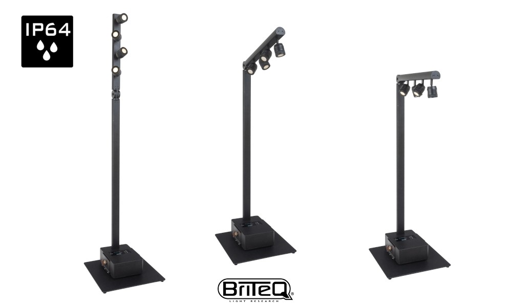 BRITEQ BTI-AKKUPOLE BLACK Lichtmast schwarz, wireless DMX, IP64