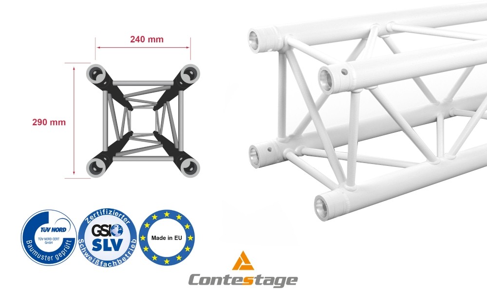 CONTESTAGE QUA29-300W Truss 300cm, Farbe WEISS