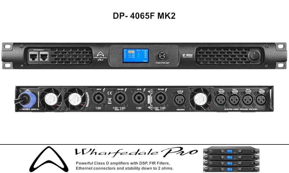WHARFEDALE PRO DP-4065F MK2 4-Kanal Digitalendstufe DSP, FIR, HI/LO-Z, 4 x 1870W RMS/2Ω
