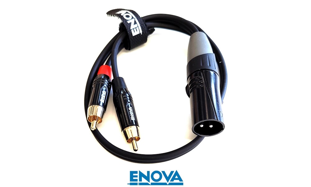 ENOVA EC-A3-CLMM-XM Spezial Audio-Kabel 2 x RCA/Cinch auf XLR/M 3-pol, L/R Stereo, Länge 20cm