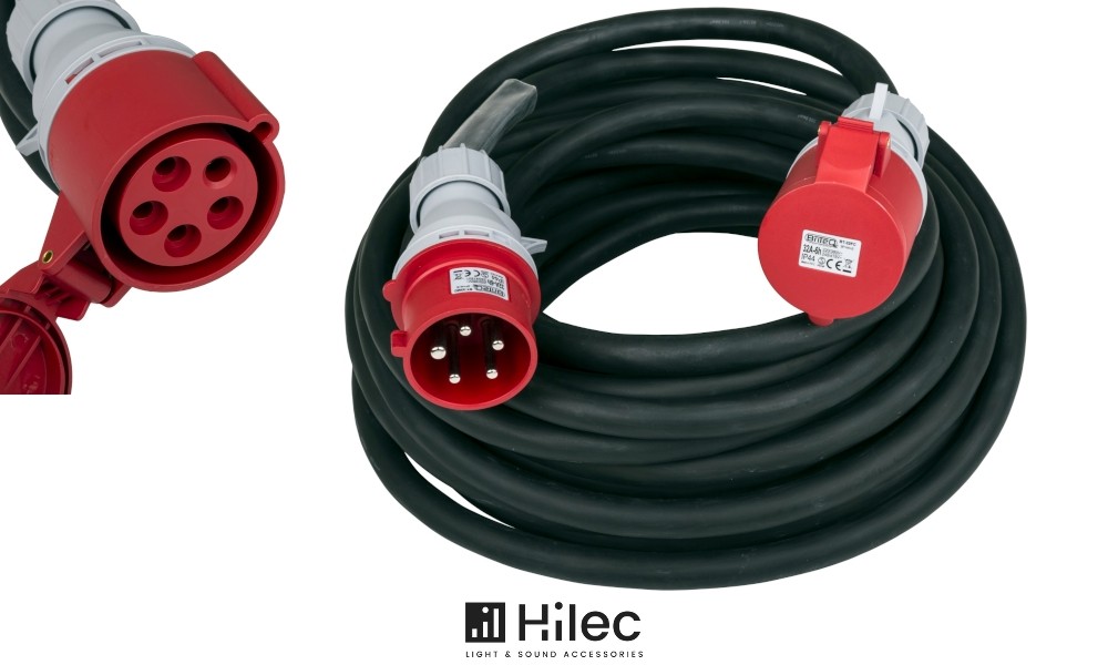 HILEC CEE-CABLE-32A-5G6-20M 5-poliges CEE-Verlängerungskabel 32A, 5x6mm², Länge 20m