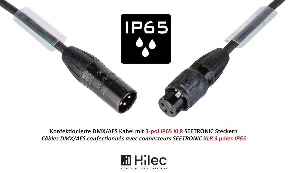 HILEC DMX-3PMF - DMX/AES-Kabel mit SEETRONIC IP65 3-pol XLR-Stecker