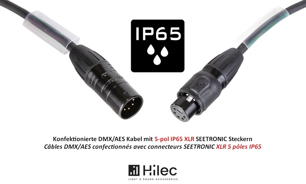 HILEC DMX-5PMF - DMX/AES-Kabel mit SEETRONIC IP65 5-pol XLR-Stecker