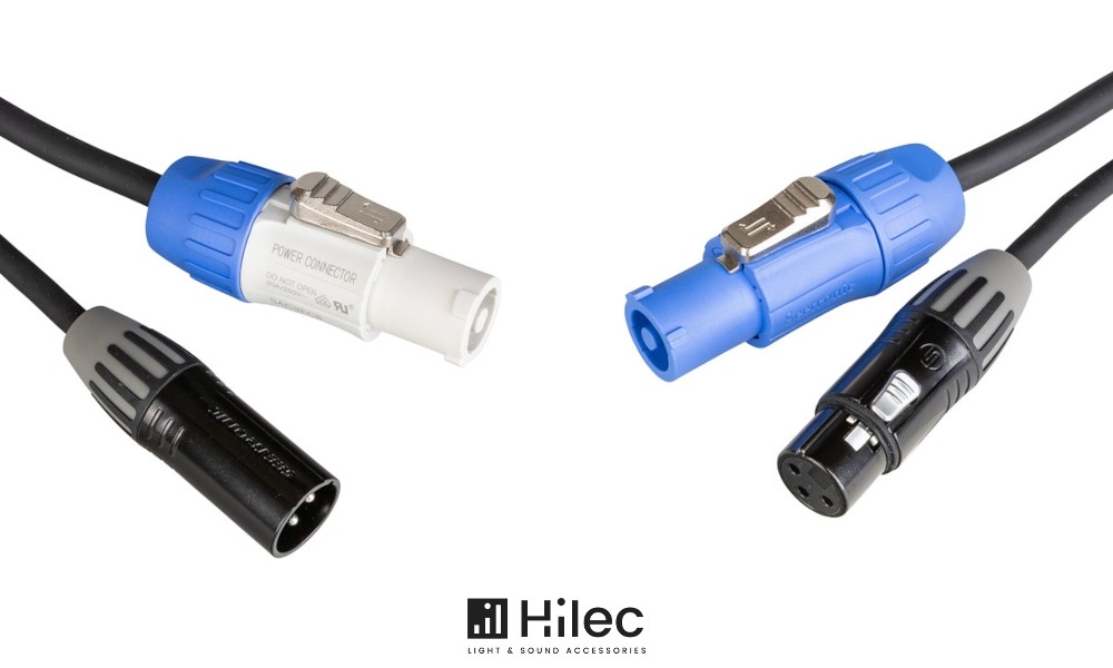 HILEC PC-HYBRID-XLR3 DMX/Netz-Hybrid-Kabel mit SEETRONIC POWERCON & XLR 3-Pol