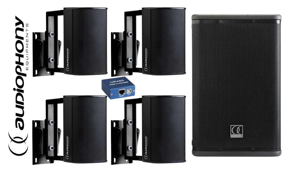 AUDIOPHONY iLINE INSTALL SET-1 BLACK Aktiv Mono System 510W RMS, 2-Kanal Lautsprecher-Prozessor DSP