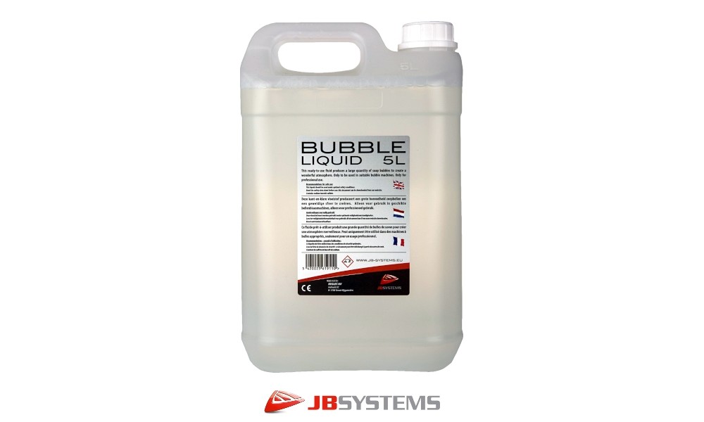 JB SYSTEMS BUBBLE Liquid für Seifenblasen-Maschinen. Aus hochwertigen Inhaltsstoffen hergestellt und sehr ergiebig, gebrauchsfertig, 5 Liter
