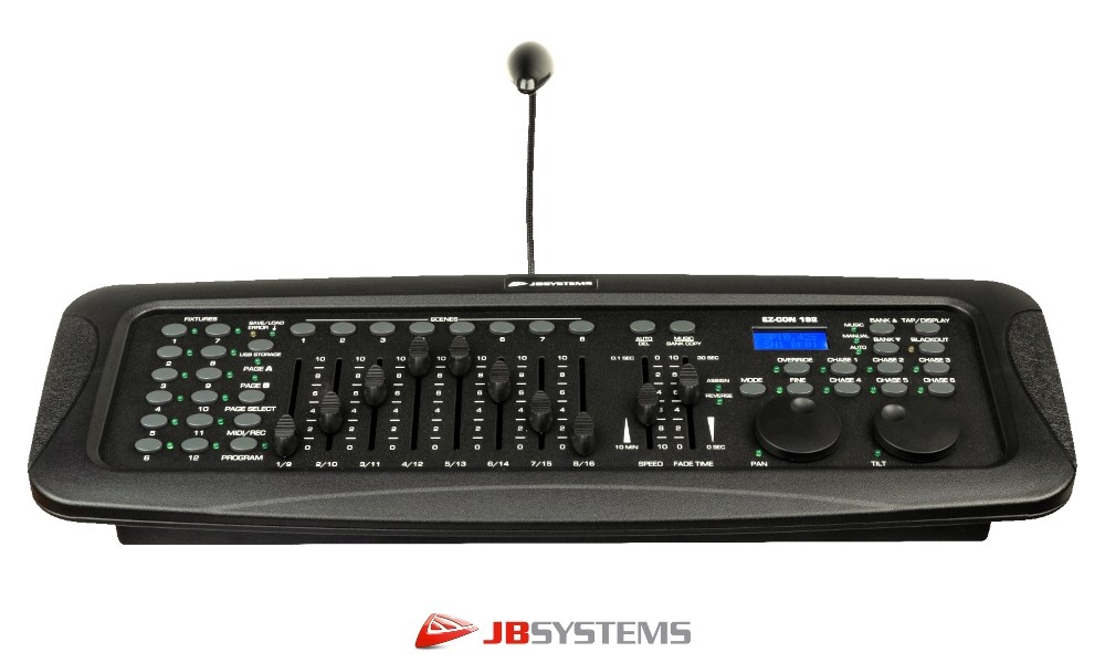 JB SYSTEMS EZ-CON192 DMX-Mixer 192 Kanäle (12 Gruppen à 16 Kanäle), 6 Chases/160 Szenen