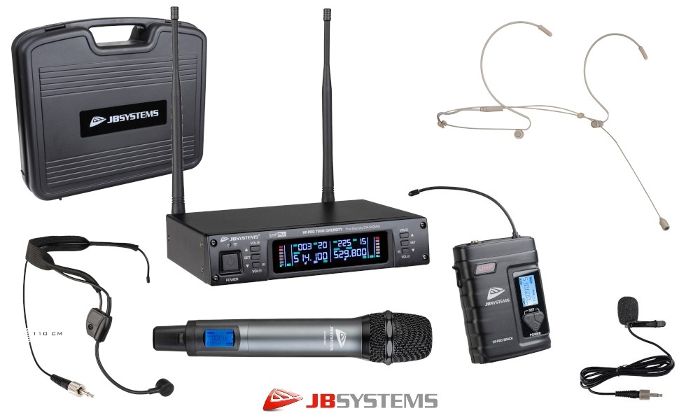 JB SYSTEMS HF-PRO TWIN 2-Kanal UHF Drahtlos-System zum kombinieren