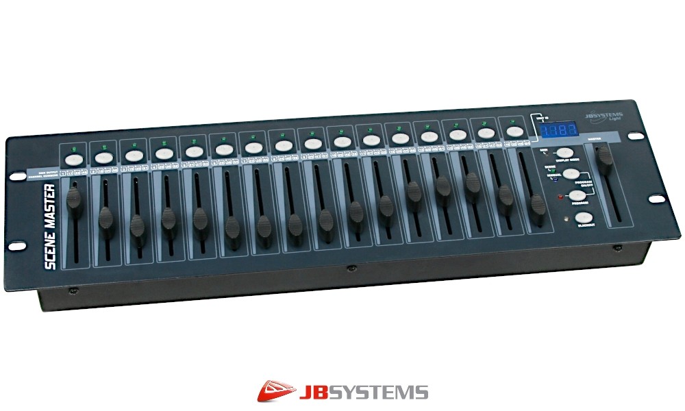 JB SYSTEMS SCM-1 SCENEMASTER DMX-Mixer 16 Kanäle und Master, 16 Szenen, MIDI, RS-485