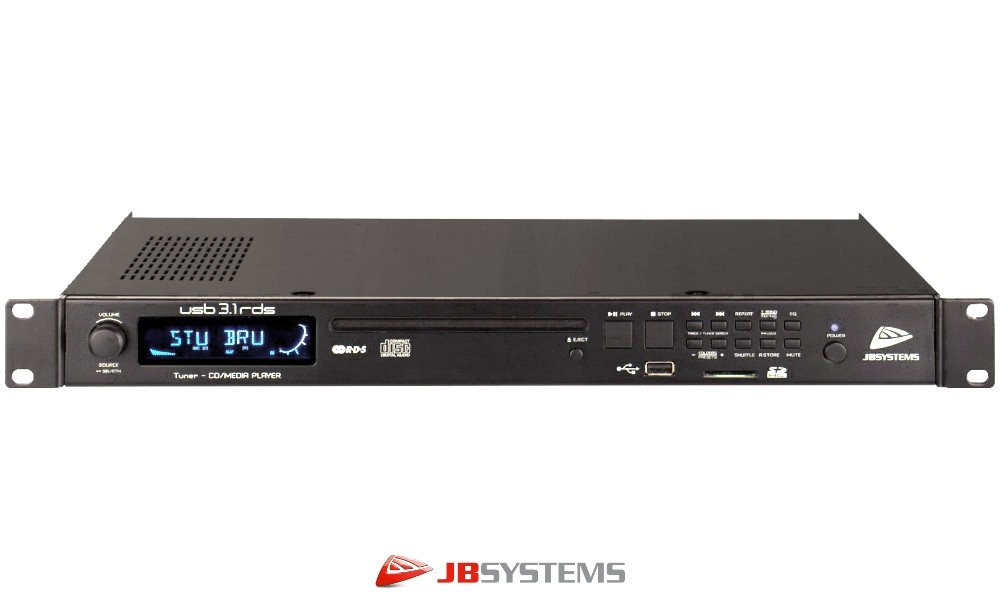 JB SYSTEMS USB3.1-RDS Mediaplayer CD/USB/SD/FM, 2 unabhängige Audioausgänge, 19"/1U