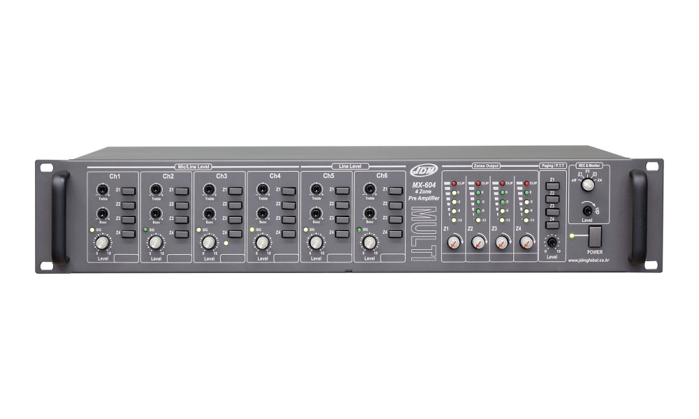 JD-MEDIA MX-604 6-Kanal Mixer mit 4 Ausgangszonen