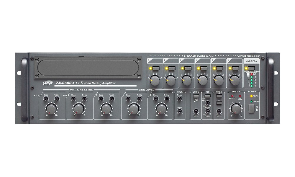 JD-MEDIA ZA-6600 6-Zonen ELA-Zentrale 600W - 100V/4 Ohm