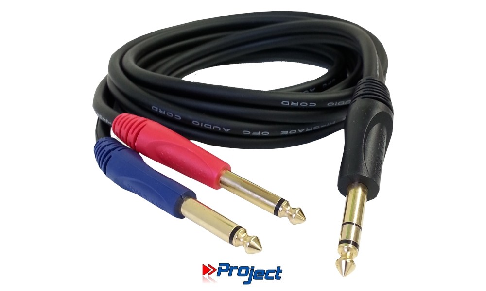 PROJECT HiGrade Audiokabel 2 x Jack 6.3mm - 1 x Stereojack 6.3mm - 2m