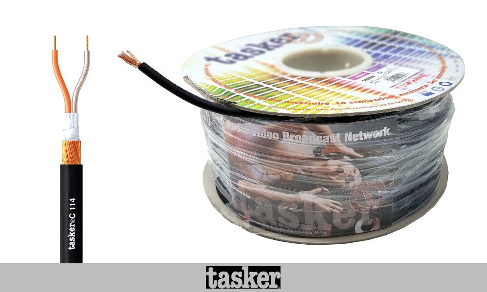 Sacher Music TASKER C114 Mic/Audio-Kabel 2-Adrig (2x0,25mm²) mit  Spiralabschirmung 100m - Installation - Neuheiten