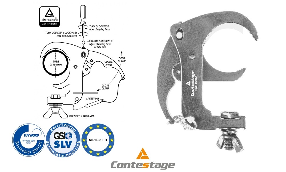 CONTESTAGE ULTRACLAMP ALU C-Clamp/Klemme  Ø 48-51mm, Farbe ALU