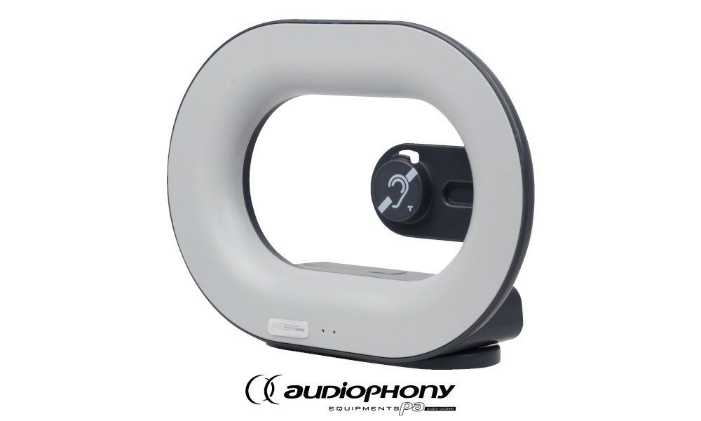 AUDIOPHONY BM-DESK Portable Induktionsschlaufe mit integriertem Verstärker, Mikrofon, Akku