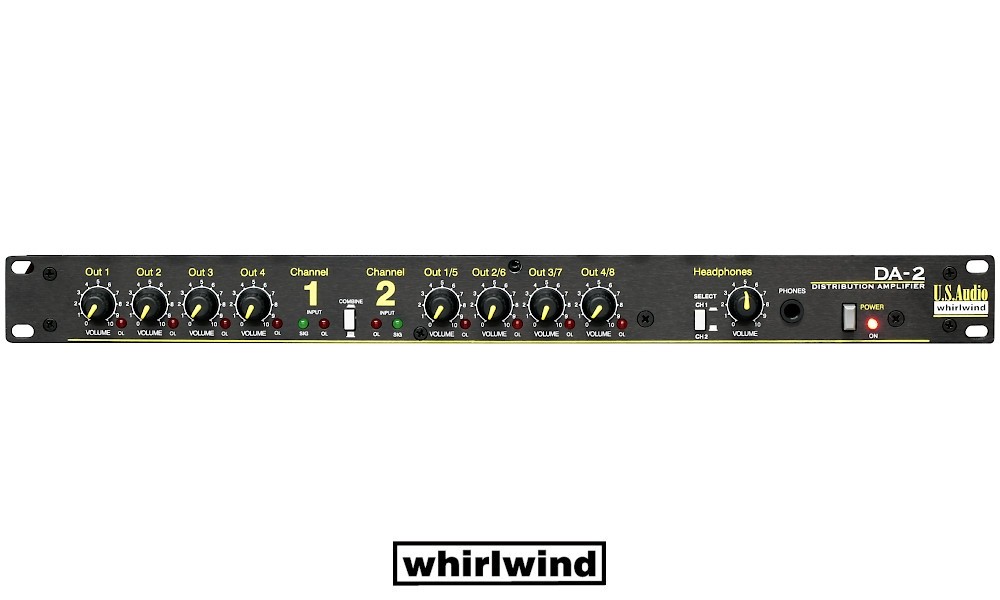 WHIRLWIND DA-2X Distributor/Verteiler für Liniensignal - ein Mono/Stereo-Signal auf acht Mono-Ausgänge oder Stereo-Signal auf je vier Ausgänge (L/R), XLR/F-XLR/M