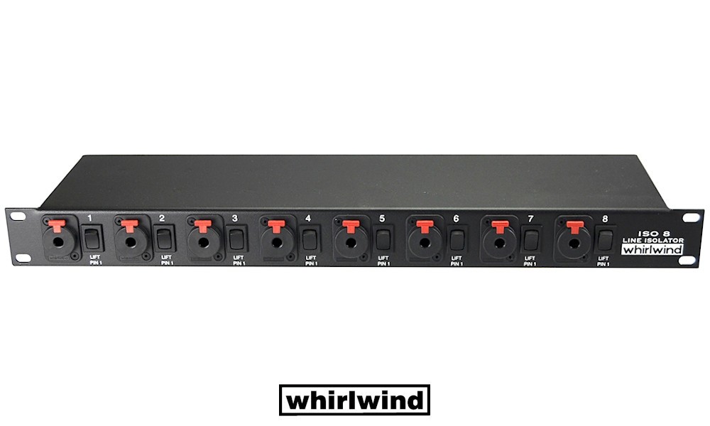 WHIRLWIND ISO-8Q JACK Line Level Isolator 19/1U - 8 x Jack-Eingänge für die galvanische Trennung von sym./asym. Linien-Signalen, Groundlift, Jack-Jack 6.3mm