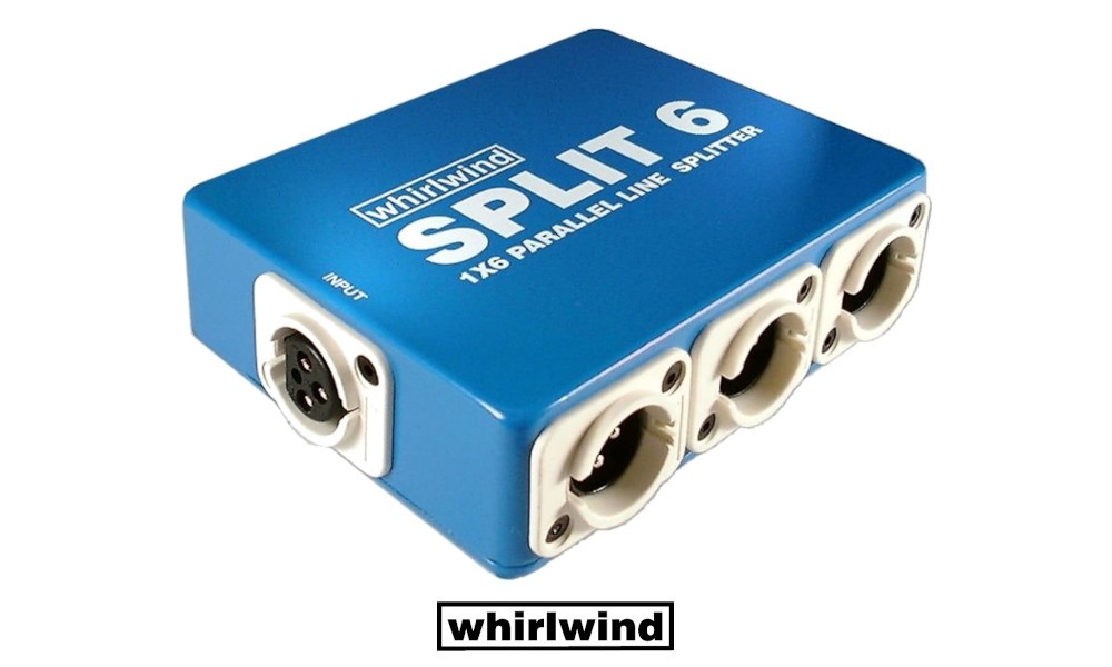 WHIRLWIND LINE SPLIT-6 verteilt das Liniensignal auf sechs Ausgangsbuchsen, XLR/F-XLR/M