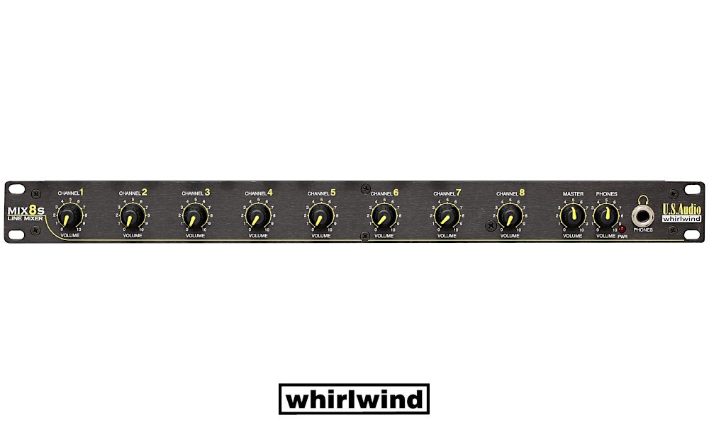 WHIRLWIND MIX-8S Professioneller Mixer mit sym. 8 Stereo/Mono Line-Eingängen und einem sym. Stereo/Mono Ausgang, Stereo/Moni Jack 6.3mm