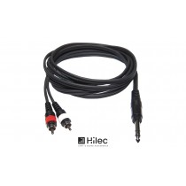 HILEC Audiokabel 1 x Stereojack 6.3mm - 2 x Cinch
