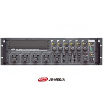 JD-MEDIA ZA-6600 6-Zonen Mischer-Zentrale 600W, HI-Z/100V, 4 Ohm, 5 Mic/Line-Eingänge