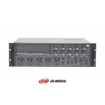 JD-MEDIA MZ-6000P 10-Zonen Zentrale 600W, 100V/4Ω, 3 Mic- und 2-Linien-Eingänge, 19"/3U