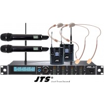 JTS R-4HMHSO-SET Professionelles UHF-System, 2 dynamische Mikrofone, 2 Headsets (Omni), 4-Kanal