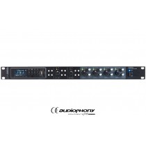AUDIOPHONY PMX34 Mixer 2 Stereo Mic/Line Eingänge, Routing, 4 unabhängige Ausgänge, USB/SD-Player, FM, Bluetooth, Anschluss für Sprechstelle, Phoenix-Buchsen, 19"/1U