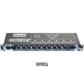 BRITEQ DMS-26 DMX Splitter/Merger/Booster. Sichert die DMX-Installation mit 100% Isolation zwischen den Ein/Ausgängen. 2IN/6OUT, 3 & 5-pol XLR