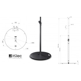 HILEC STICK-RB Lautsprecherständer mit schwerem Rundsockel - Schwarz