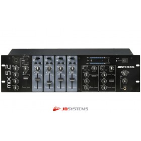 JB SYSTEMS MIX5.2 Mixer 4 umschaltbare Mic/Line/Phono-Eingänge, Routing, 2 unabhängige Stereo Ausgänge, Talk-Over, Mono/Stereo-Schalter