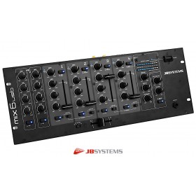 JB SYSTEMS MIX6-USB DJ/Club-Mixer mit 4 Stereo Eingangs-Kanälen umschaltbar, bis zu 7 Line/Phono-Quellen, 2 Mic-Eingänge mit Talk-over, USB-Port für PC/MAC