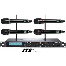 JTS R-4HM4AB-SET Professionelles UHF-System, 4 Kondensator-Handmikrofone, 4-Kanal