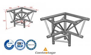 CONTESTAGE AG29-033 Winkel triangular 90°, 3 Directions, Farbe ALU