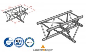 CONTESTAGE AG29-036 T-Winkel triangular 90°, Horizontal, 3 Directions, Farbe ALU