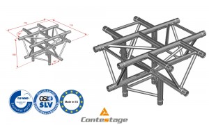 CONTESTAGE AG29-053 Kreuzwinkel triangular 90°, 5 Directions, Farbe ALU