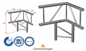 CONTESTAGE AGDUO-07 Winkel 90° Gerade - 3 Directions, Farbe ALU