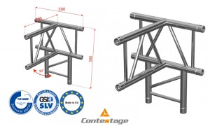 CONTESTAGE AGDUO-09 Winkel 90° Gerade - 4 Directions, Farbe ALU