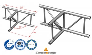 CONTESTAGE AGDUO-04 Winkel 90° Gerade - 3 Directions, Farbe ALU