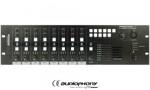 AUDIOPHONY PREZONE88 Matrix mit 8 zuweisbaren Stereo Line-Eingängen auf 8 sym. Mono Ausgänge, Sprechstellen- und Wand-Kontroller-Anschlüsse, Monitor, 8IN/8OUT