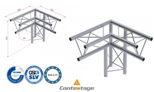 CONTESTAGE DECO22T-AG02 Triangular Winkel 90° RECHTS - 3 Directions, Farbe ALU