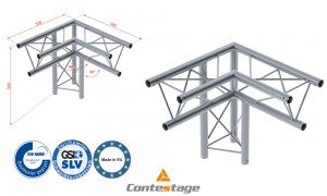 CONTESTAGE DECO22T-AG03 Triangular Winkel 90° LINKS - 3 Directions, Farbe ALU