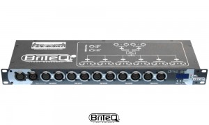 BRITEQ DMS-26 DMX Splitter/Merger/Booster. Sichert die DMX-Installation mit 100% Isolation zwischen den Ein/Ausgängen. 2IN/6OUT, 3 & 5-pol XLR