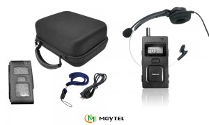 MAYTEL MULTICOM HANDS-FREE Headset/Transceiver-Set für kabellose Kommunikation zwischen Tour-Guides, Stagehands, Security